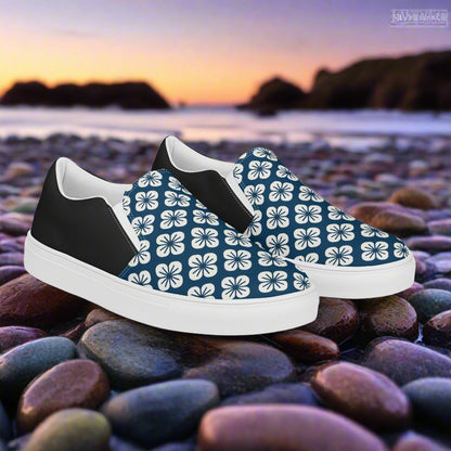 WildSage Market Slip-on Canvas Shoes Blue Orchid Halftone featuring floral design and comfortable fit