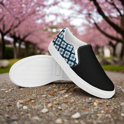 Slip-on Canvas Shoes Blue Orchid Two Tone featuring a stylish two-tone design with floral patterns
