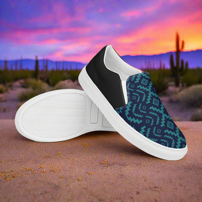 WildSage Market Slip-on Canvas Shoes BlueRock Halftone featuring a unique geometric design and comfortable fit