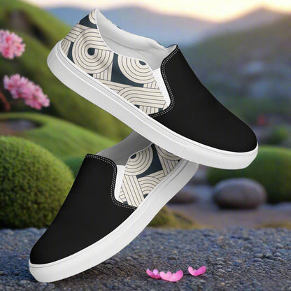 Slip-on Canvas Shoes Dream Cloud Two Tone with a stylish black and patterned design for casual wear