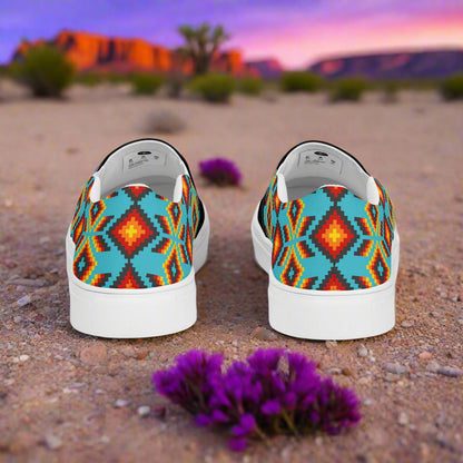 Stylish Slip-on Canvas Shoes Huichol Two Tone with vibrant patterns designed for comfort and casual wear