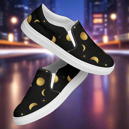 WildSage Market Slip-on Canvas Shoes - Moonstar Print featuring a stylish lunar design