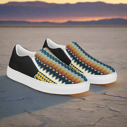 Stylish Slip-on Canvas Shoes Nakai Halftone with Colorful Geometric Pattern and Comfortable Fit
