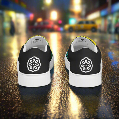 WildSage Market Slip-on Canvas Shoes Rainbow Zebra Halftone with stylish black and colorful design