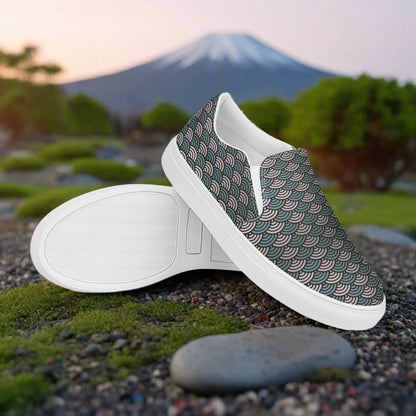 Slip-on Canvas Shoes Sea Foam with a stylish wave pattern and comfortable fit for everyday wear