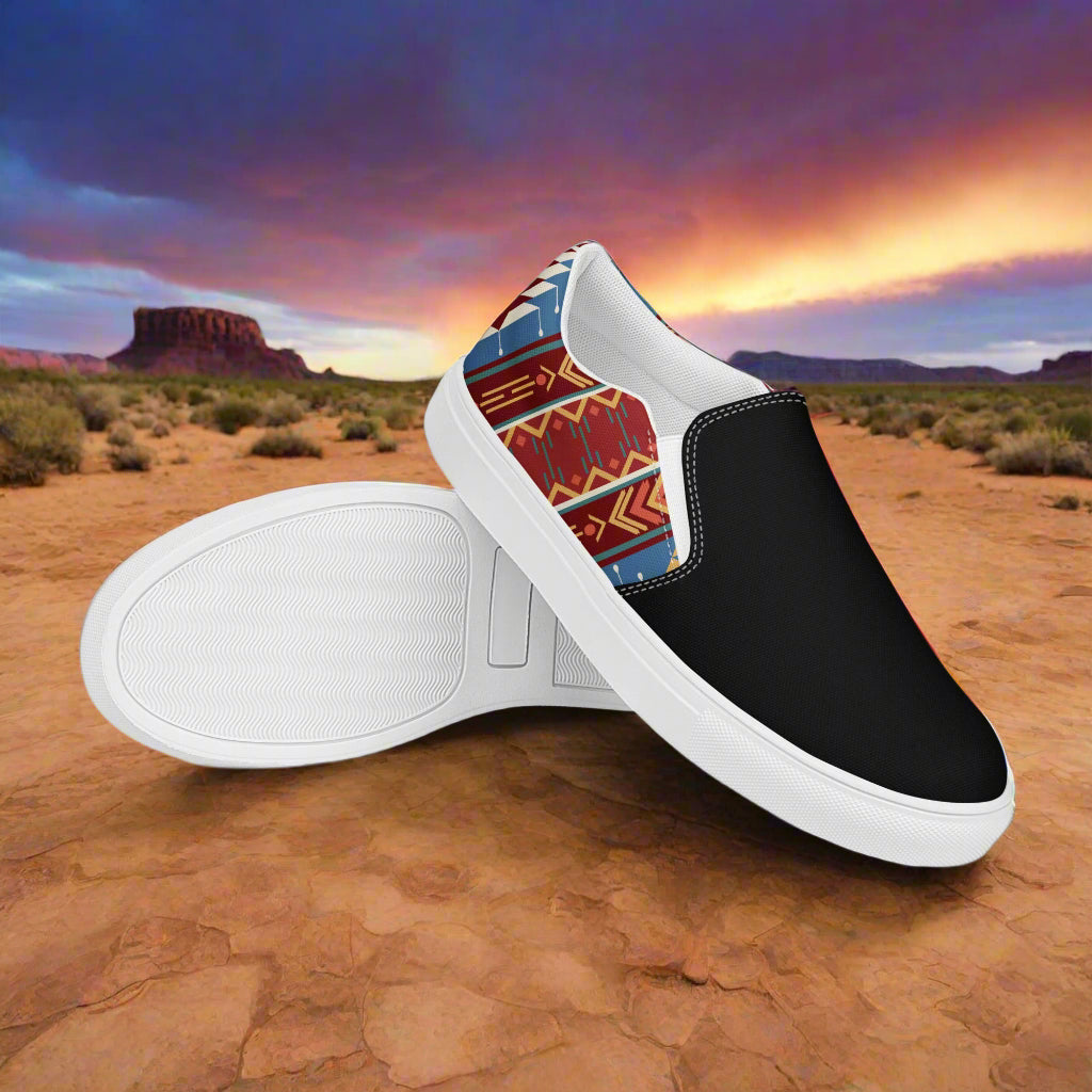 Slip-on Canvas Shoes Veyo Two Tone featuring a unique black and patterned design for stylish casual wear
