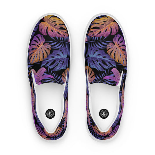 WildSage Market Slip-on Floral Print Canvas Shoes with a vibrant tropical design