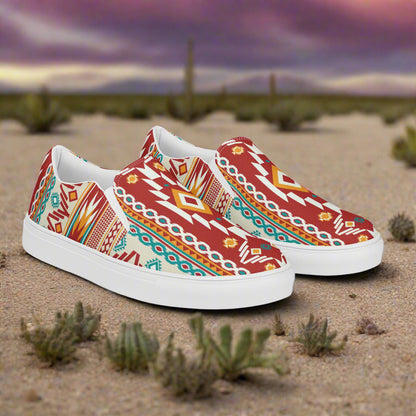Southwest Nogales print slip on canvas shoes by WildSage Market with vibrant southwestern patterns