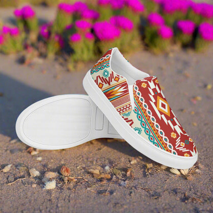 Southwest Nogales print slip on canvas shoes by WildSage Market with colorful southwestern design