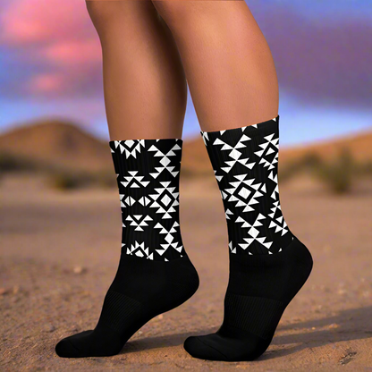 Black Southwest pattern socks with geometric design for stylish comfort and casual wear