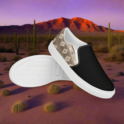 WildSage Market Southwest slip-on canvas shoes for men with stylish desert pattern and comfortable fit