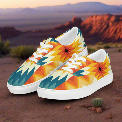 Sundance Lace-up Canvas Shoes with Colorful Geometric Design for Stylish Footwear