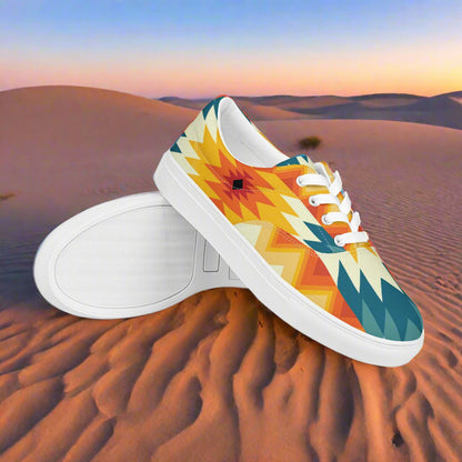 Sundance Lace-up Canvas Shoes with Colorful Tribal Pattern for Stylish Casual Wear