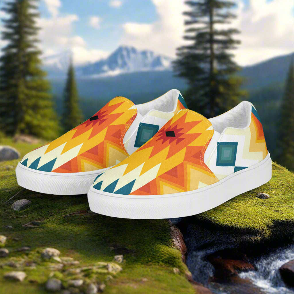 Sundance Southwest Print Slip-on Canvas Shoes with Colorful Geometric Design for Everyday Wear