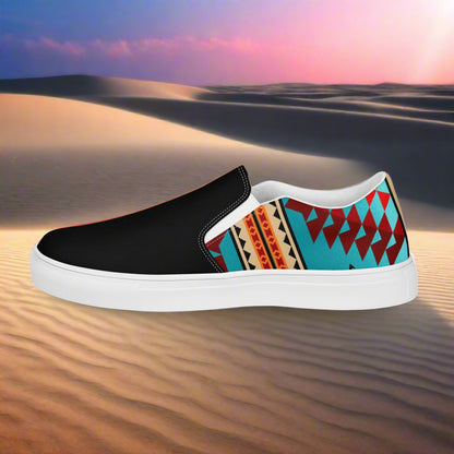 Slip-on Canvas Shoes Taos Two Tone featuring a stylish black and colorful patterned design