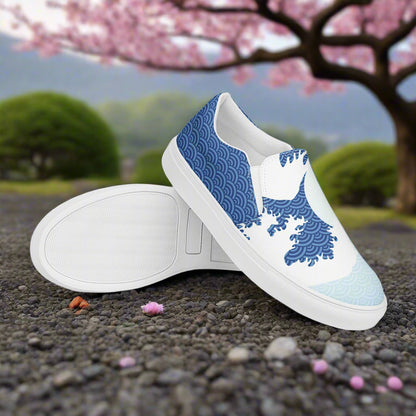 Tsunami Sky Slip-on Canvas Shoes featuring a wave design for comfortable and stylish wear