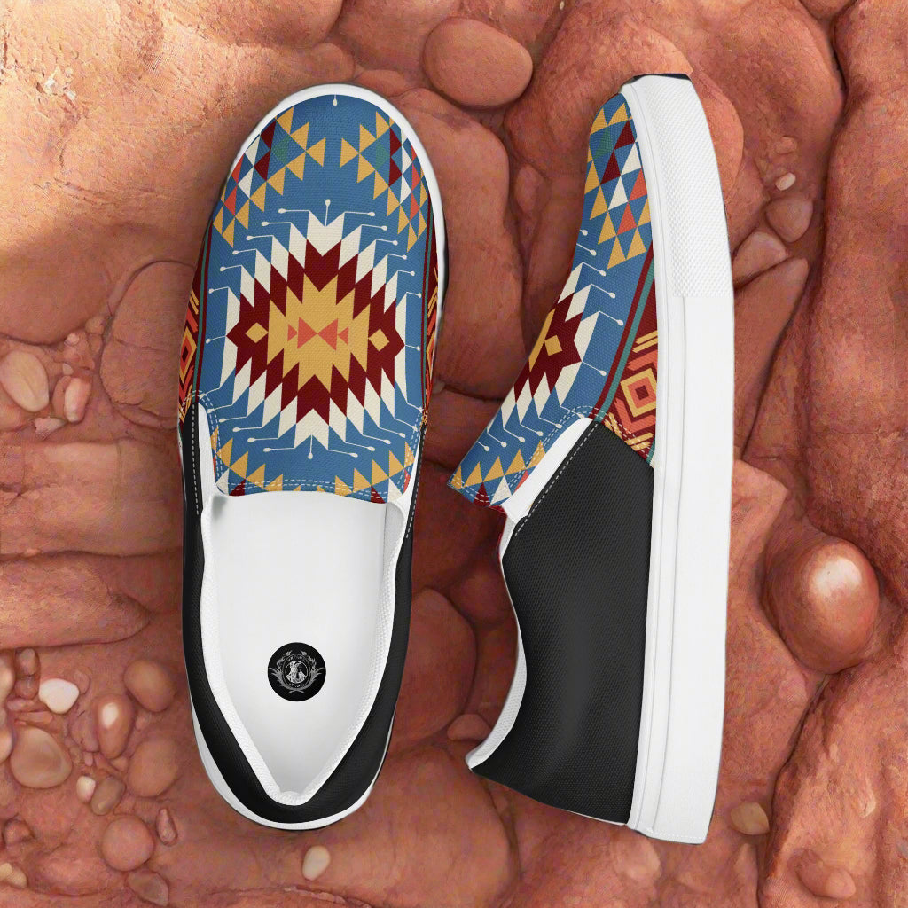 WildSage Market Slip-on Canvas Shoes Veyo Halftone with Colorful Geometric Patterns for Casual Wear