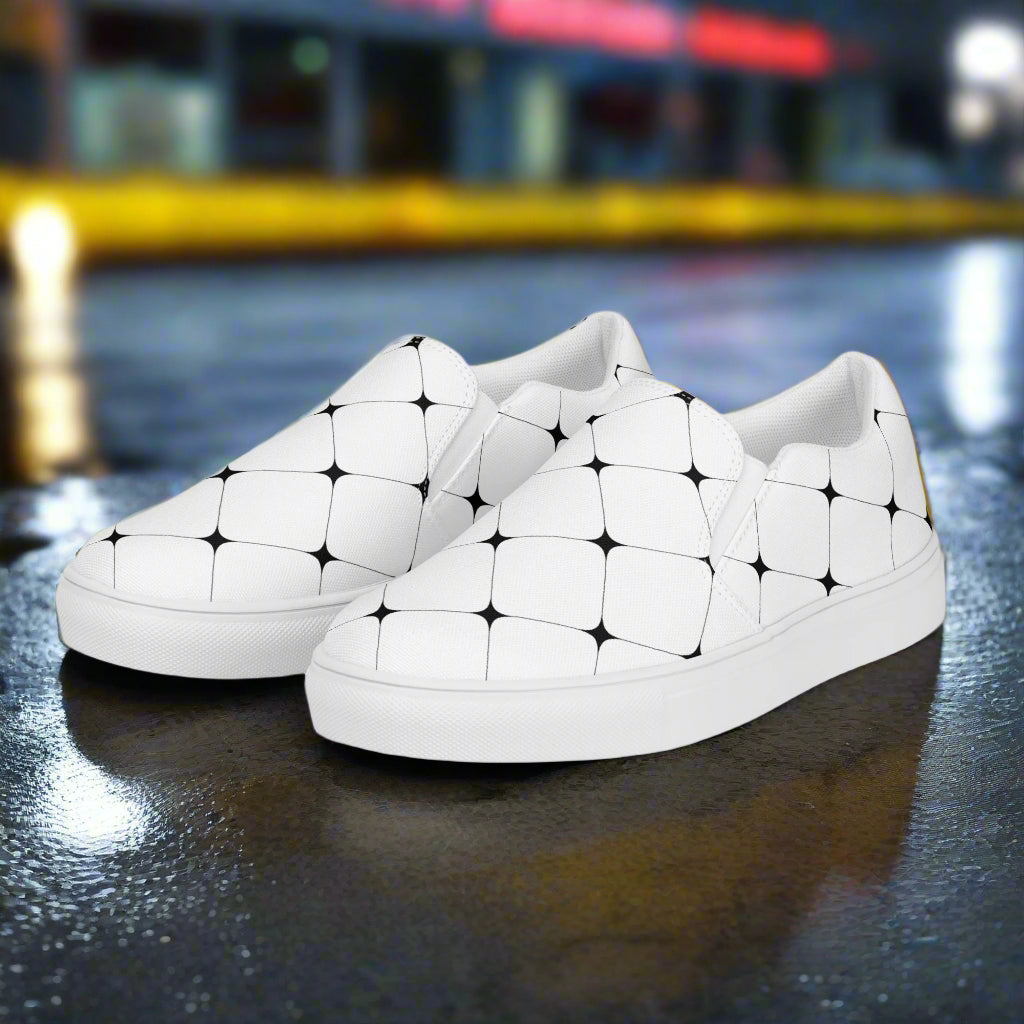White Diamond Slip-on Canvas Shoes with a stylish design suitable for casual wear