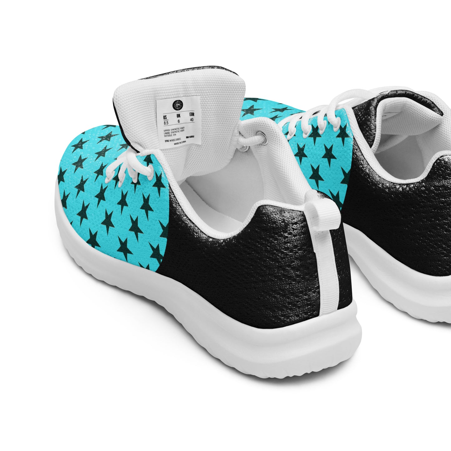 GeoMetro | Women’s Athletic Shoes | Black Stars Teal Halftone - WildSage Market