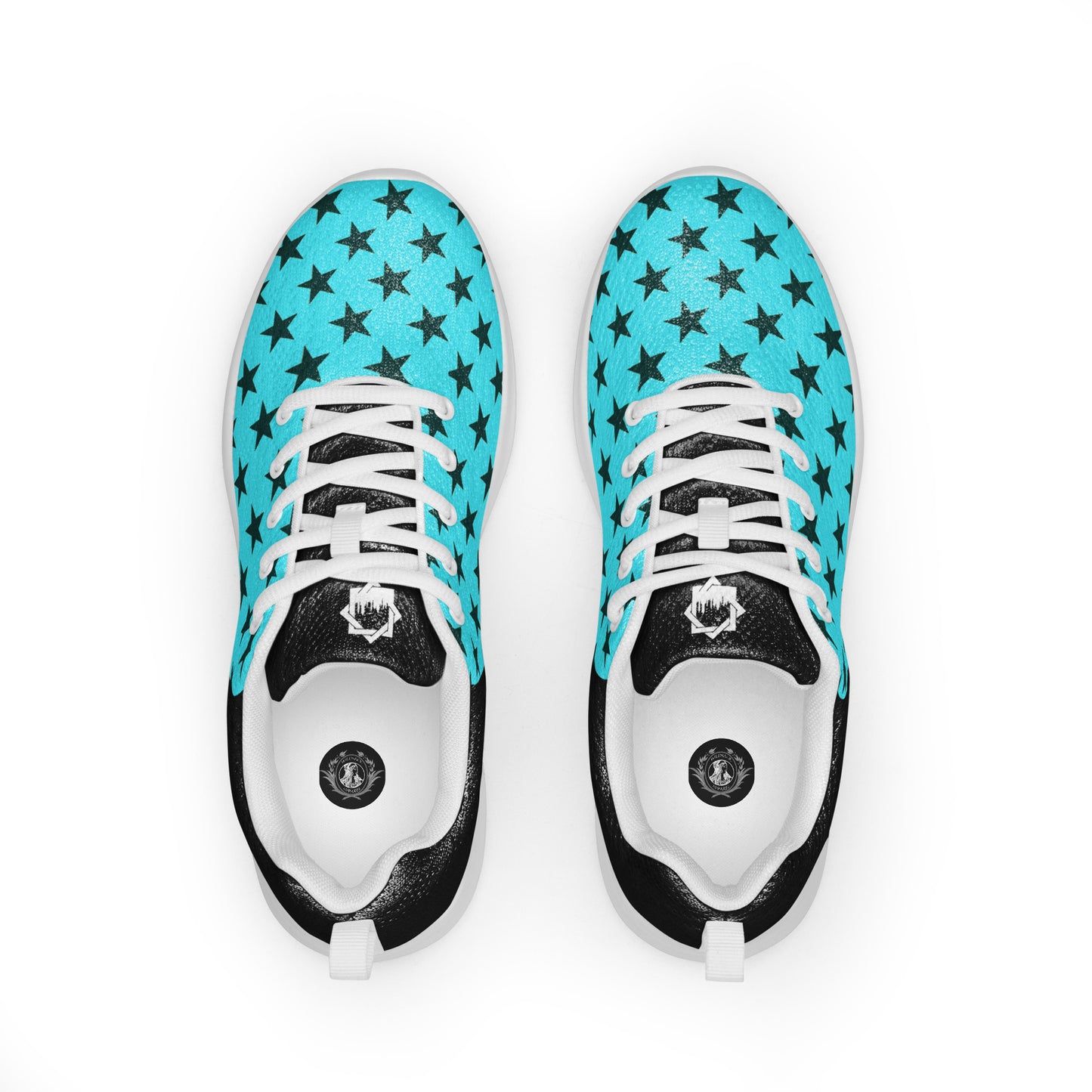 GeoMetro | Women’s Athletic Shoes | Black Stars Teal Halftone - WildSage Market