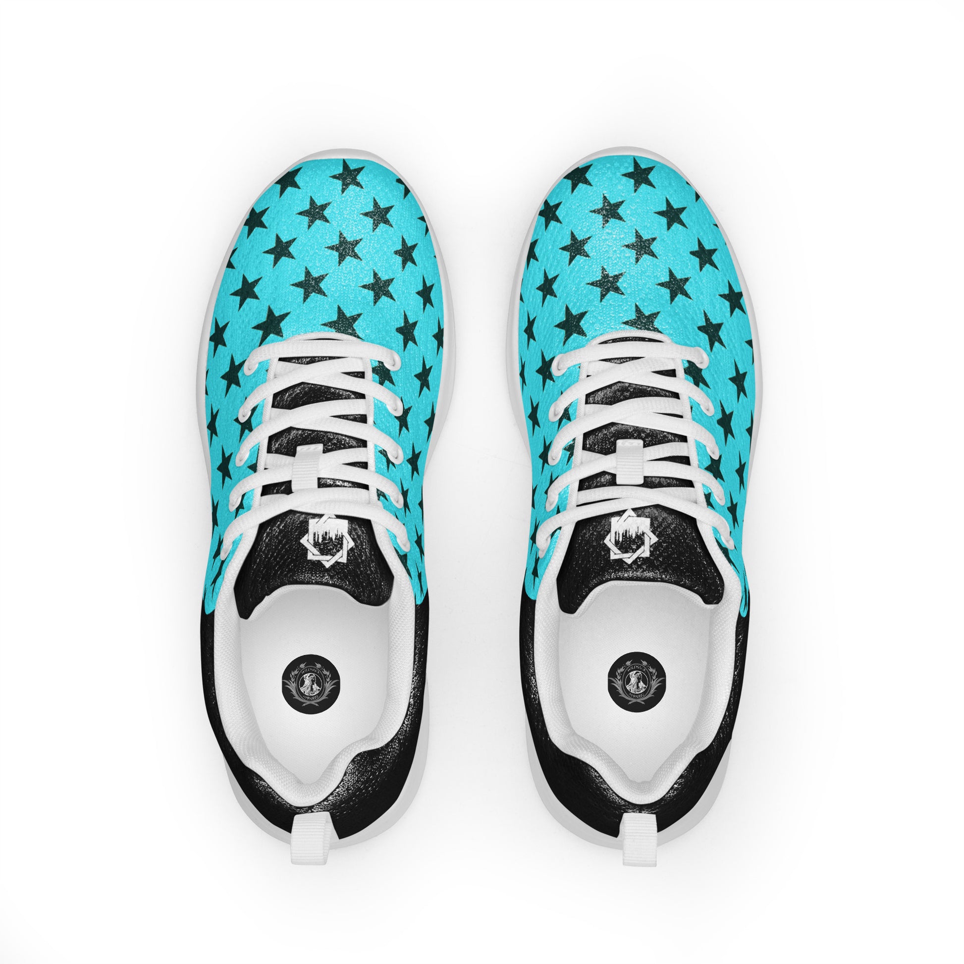 GeoMetro | Women’s Athletic Shoes | Black Stars Teal Halftone - WildSage Market