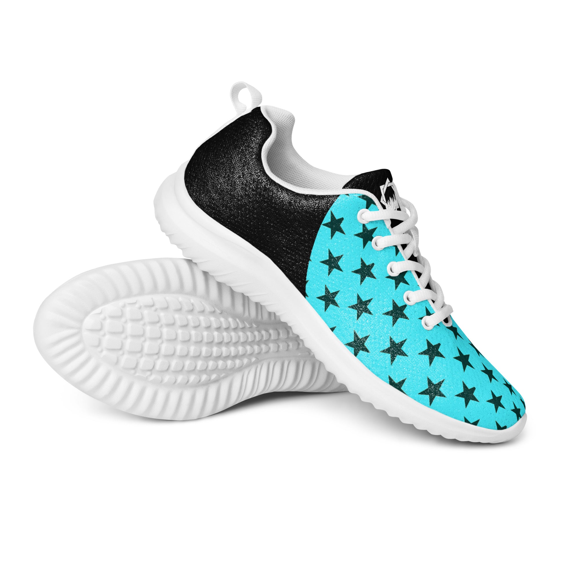 GeoMetro | Women’s Athletic Shoes | Black Stars Teal Halftone - WildSage Market