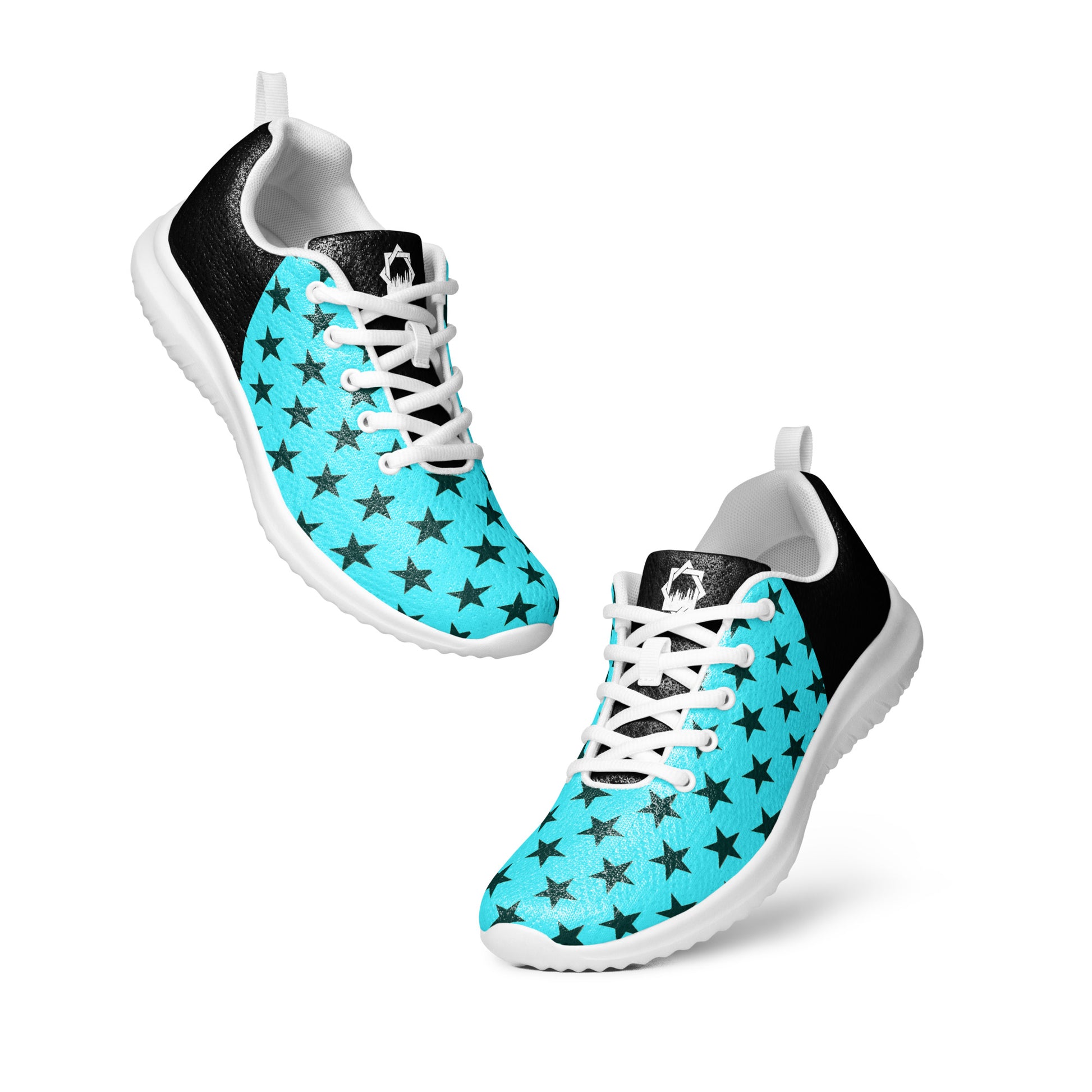 GeoMetro | Women’s Athletic Shoes | Black Stars Teal Halftone - WildSage Market