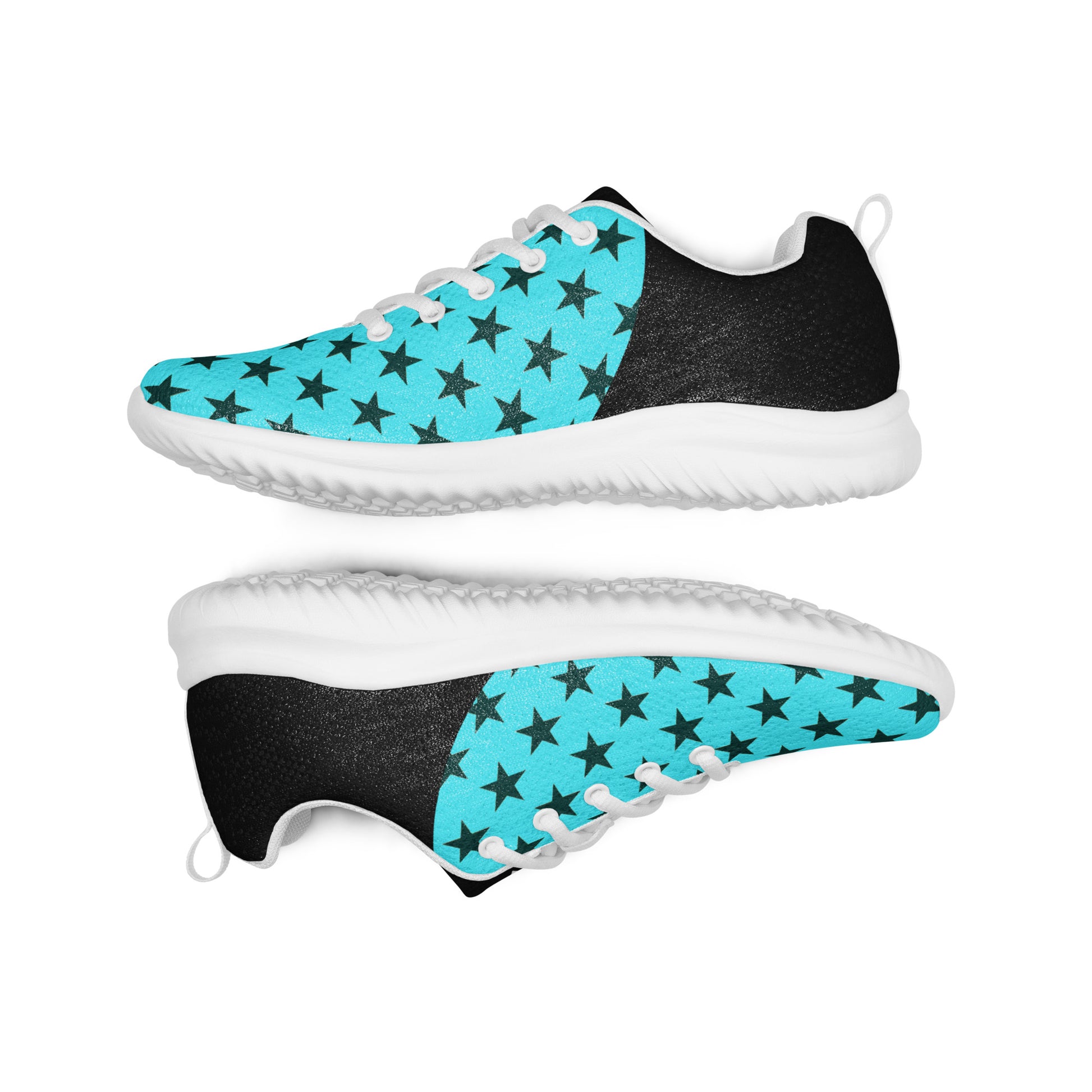 GeoMetro | Women’s Athletic Shoes | Black Stars Teal Halftone - WildSage Market