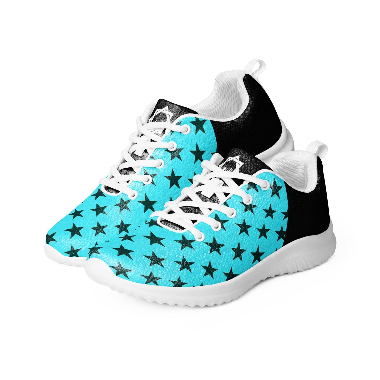 GeoMetro | Women’s Athletic Shoes | Black Stars Teal Halftone - WildSage Market