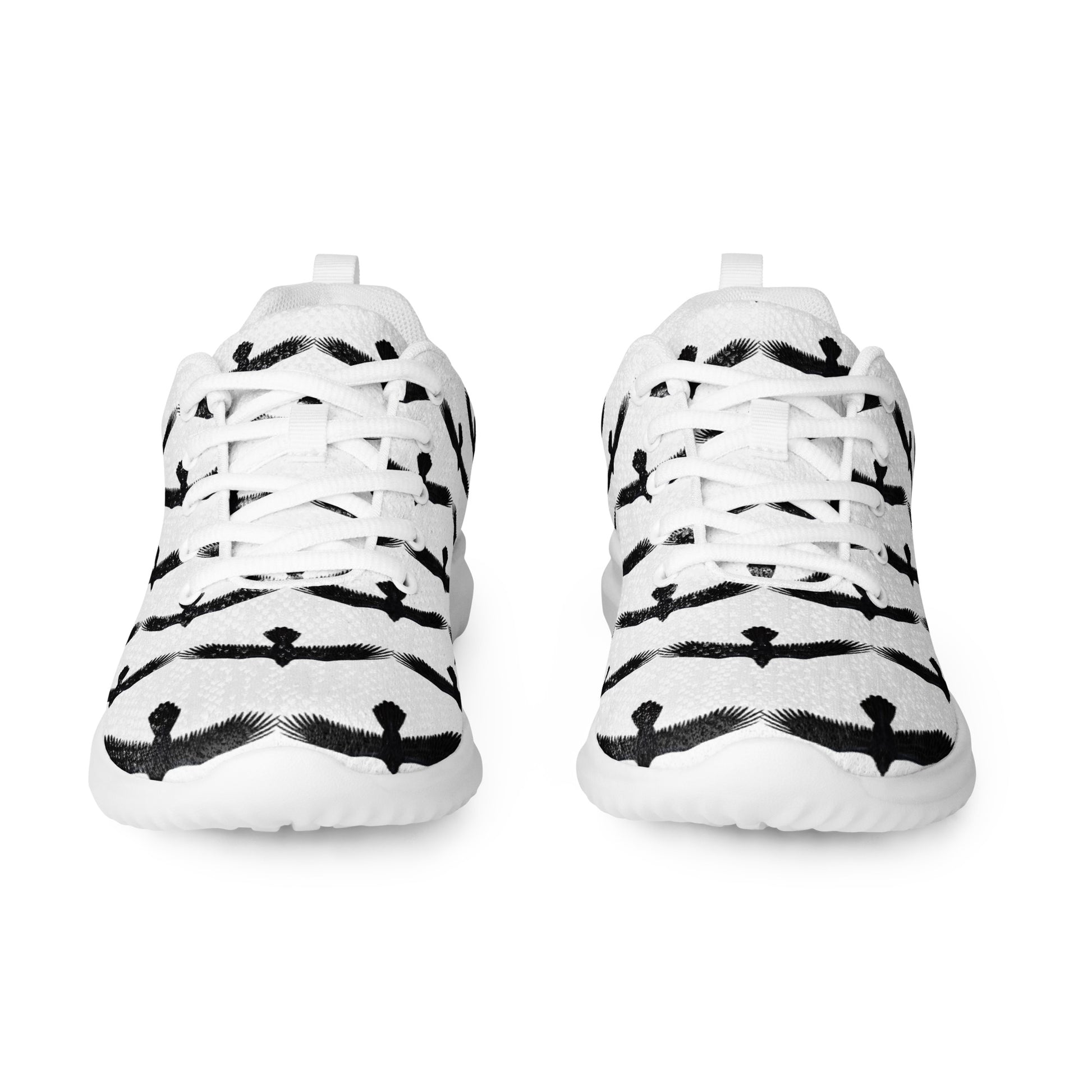 WildSage Market womens black raven pattern athletic shoes with white soles and black bird design