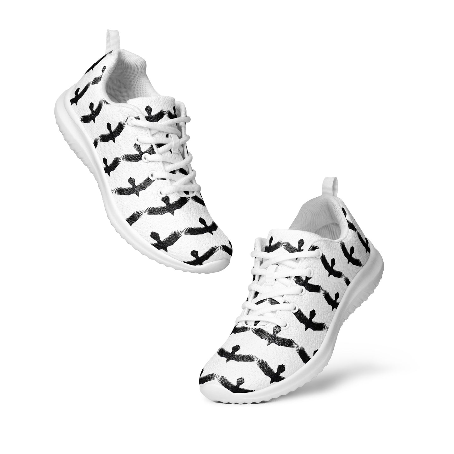 WildSage Market womens black raven pattern athletic shoes in white with black raven design and lace-up closure
