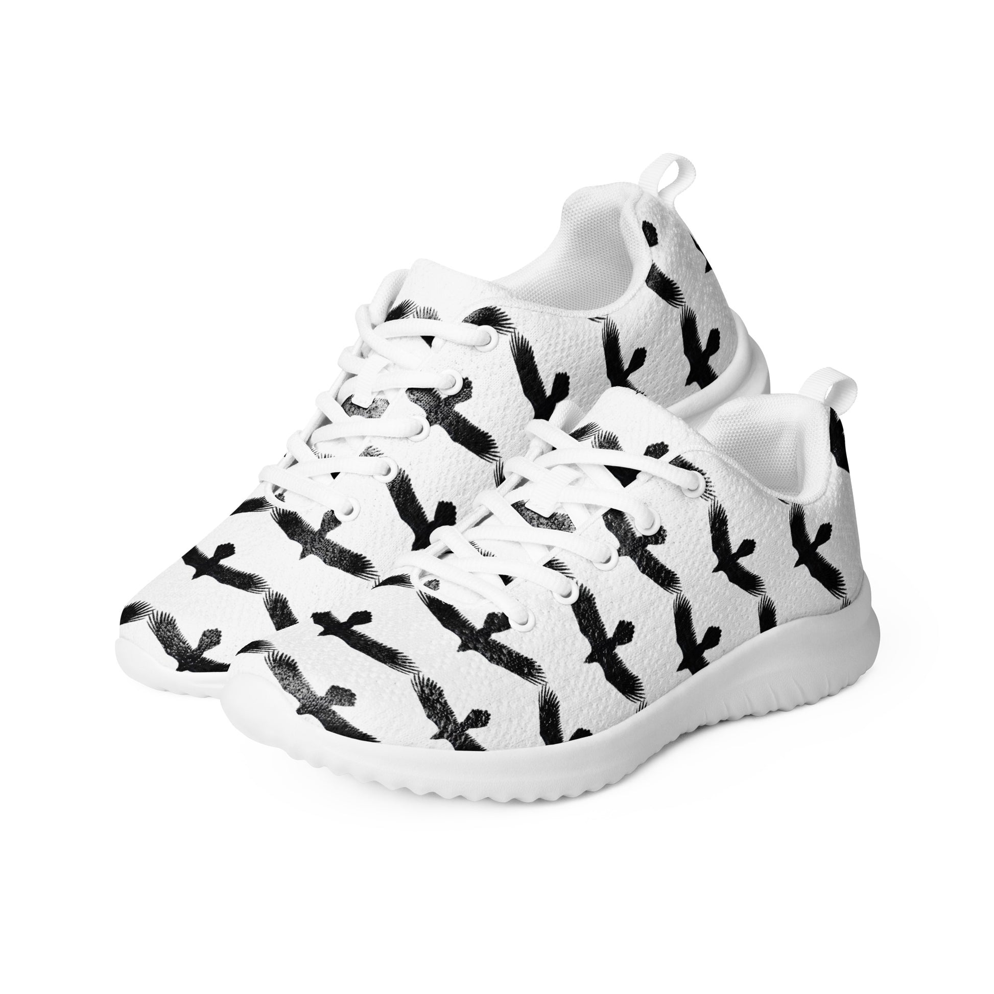 WildSage Market womens black raven pattern athletic shoes with white soles and laces