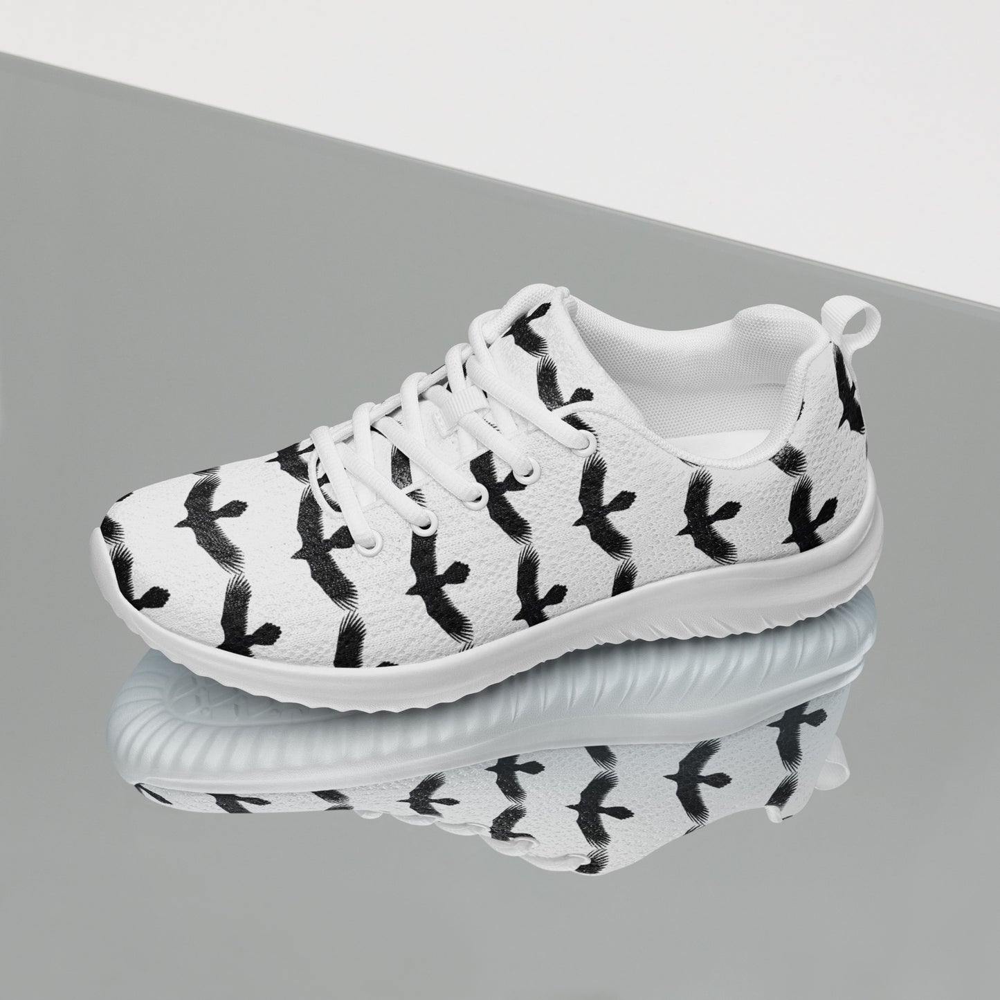 WildSage Market womens black raven pattern athletic shoes with white sole and lace-up design