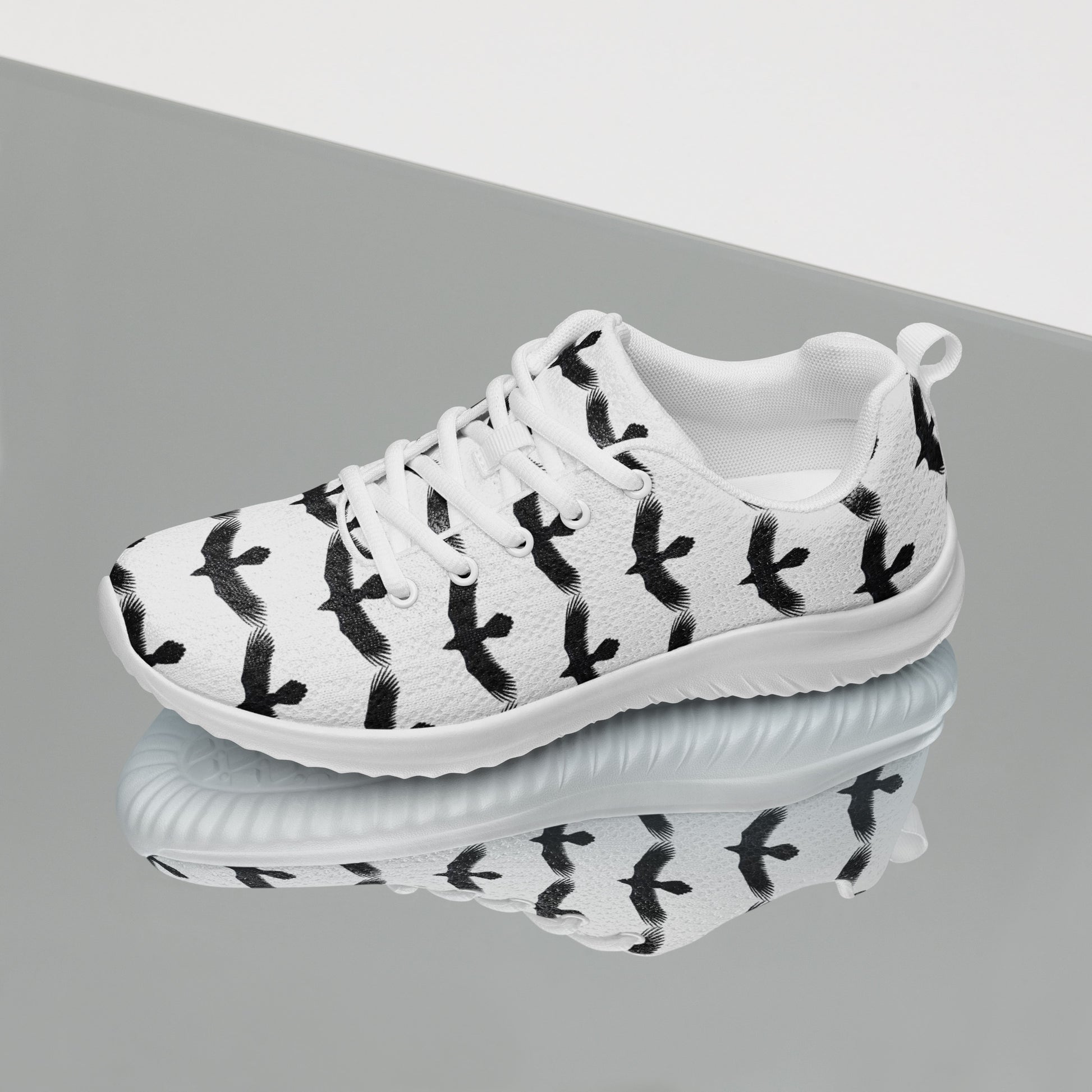WildSage Market womens black raven pattern athletic shoes with white sole and lace-up design