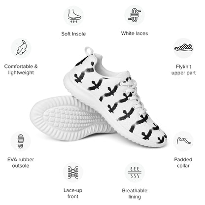 WildSage Market womens black raven pattern athletic shoes with white laces and breathable flyknit upper