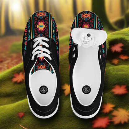 WildSage Market Womens Ixtlan Halftone Lace-up Canvas Shoes with colorful geometric design and white laces