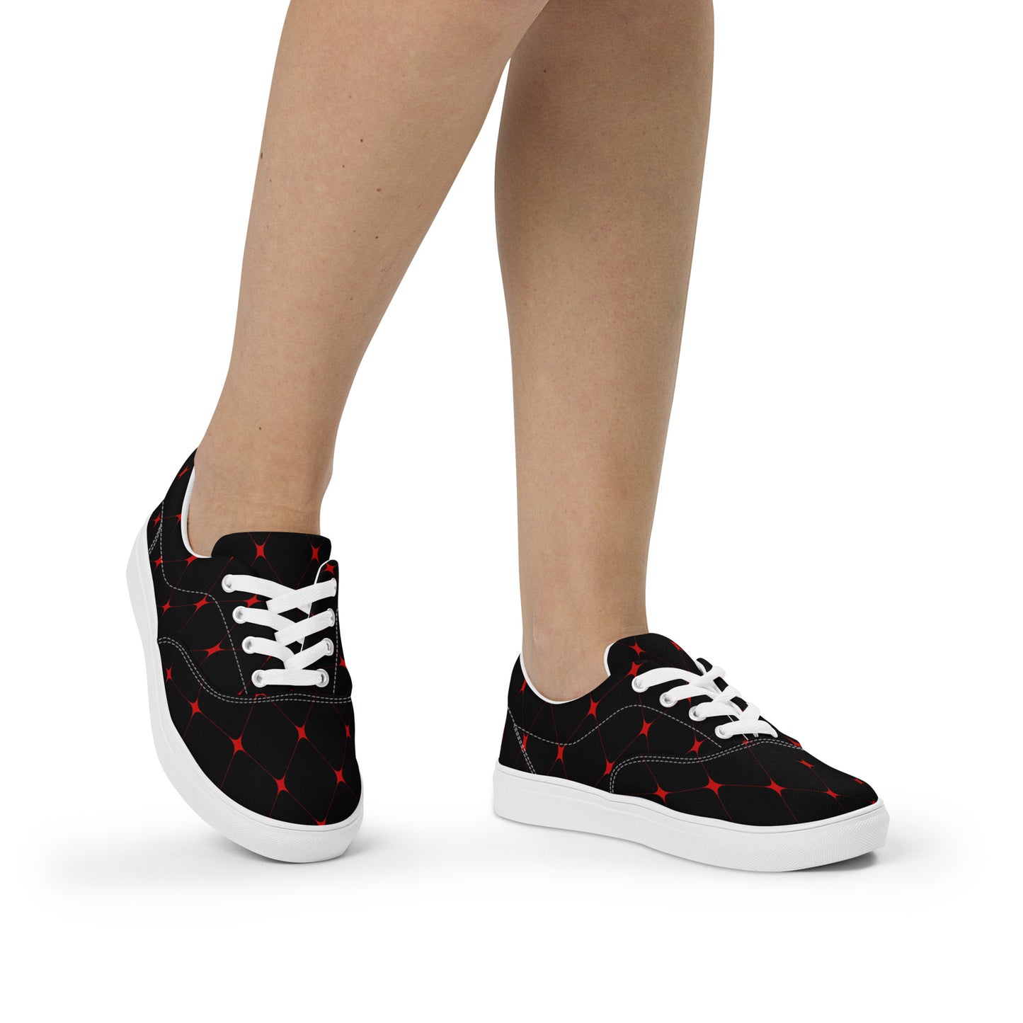 Silk Road | Women’s Lace-up Canvas Shoes | Crimson Diamond