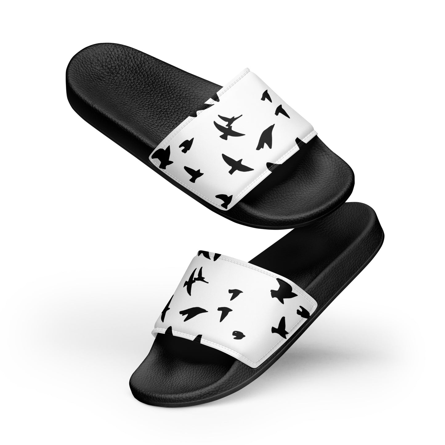 Eden Garden | Women's Slides | Raven Print | White & Black