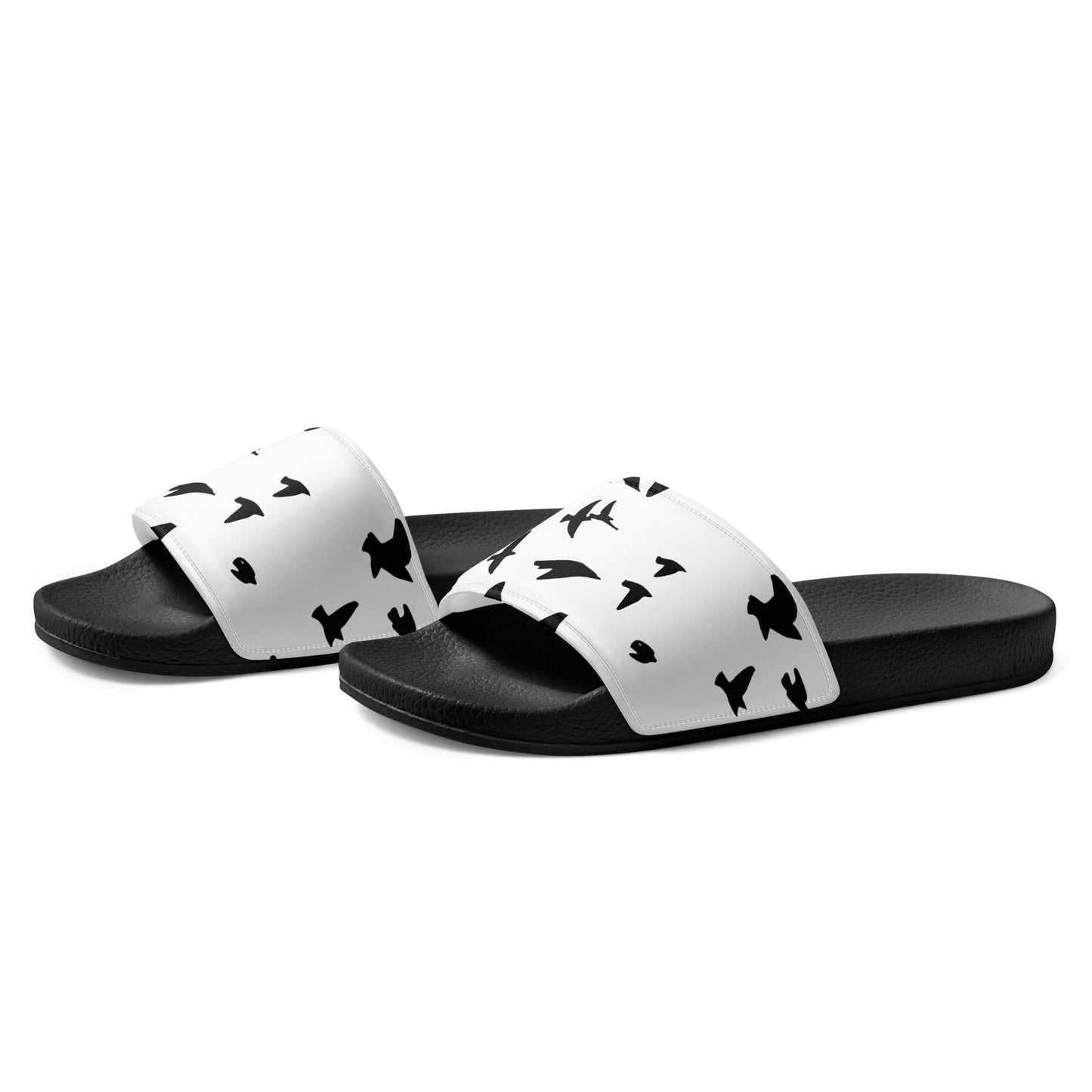 Eden Garden | Women's Slides | Raven Print | White & Black