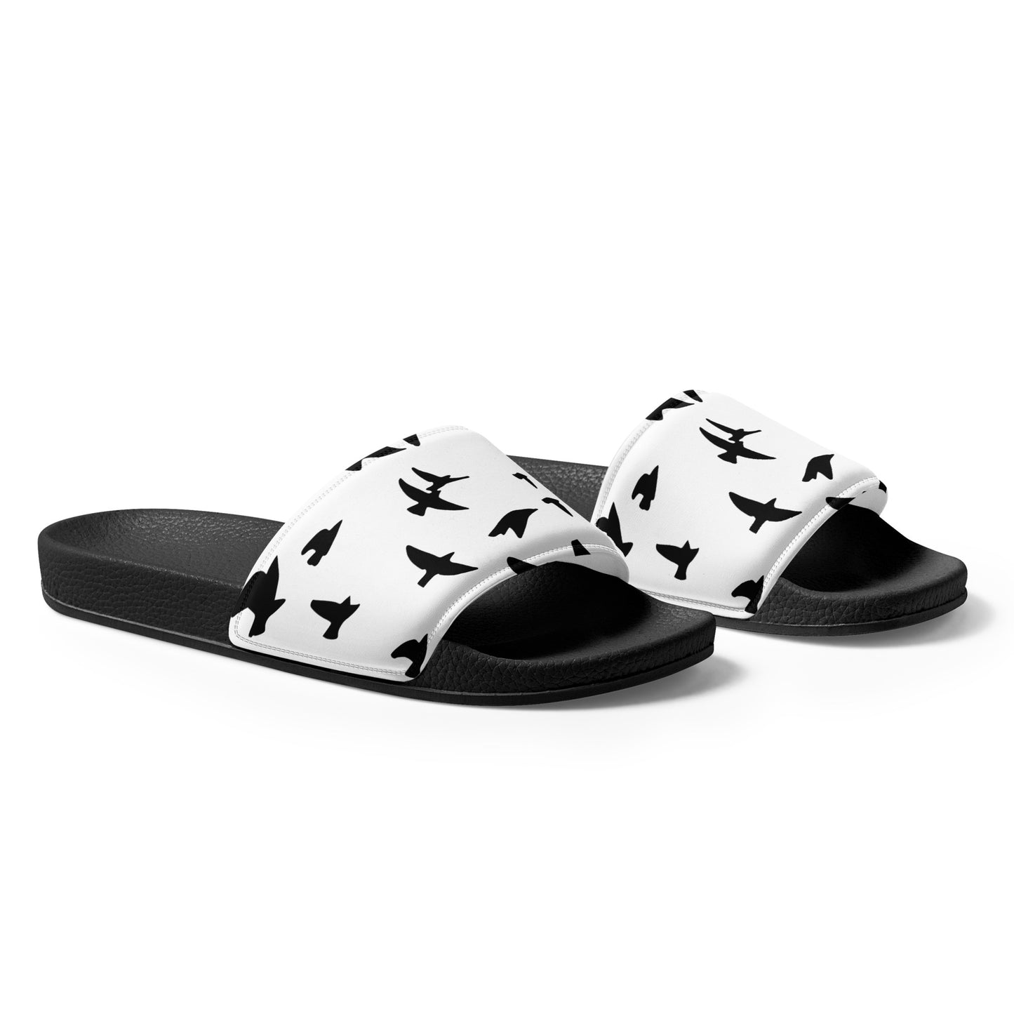 Eden Garden | Women's Slides | Raven Print | White & Black