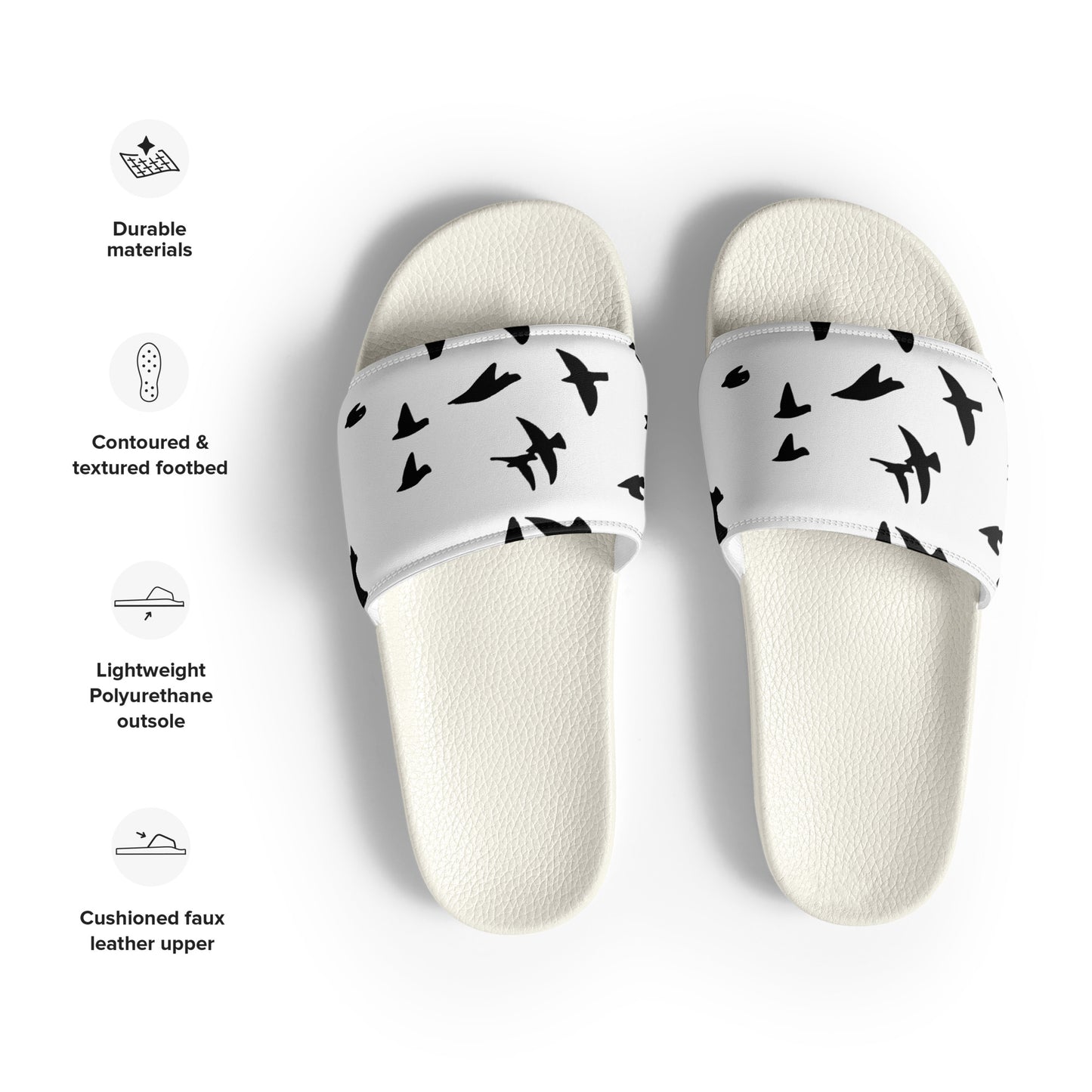 Eden Garden | Women's Slides | Raven Print | White & Black