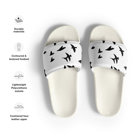 Eden Garden | Women's Slides | Raven Print | White & Black