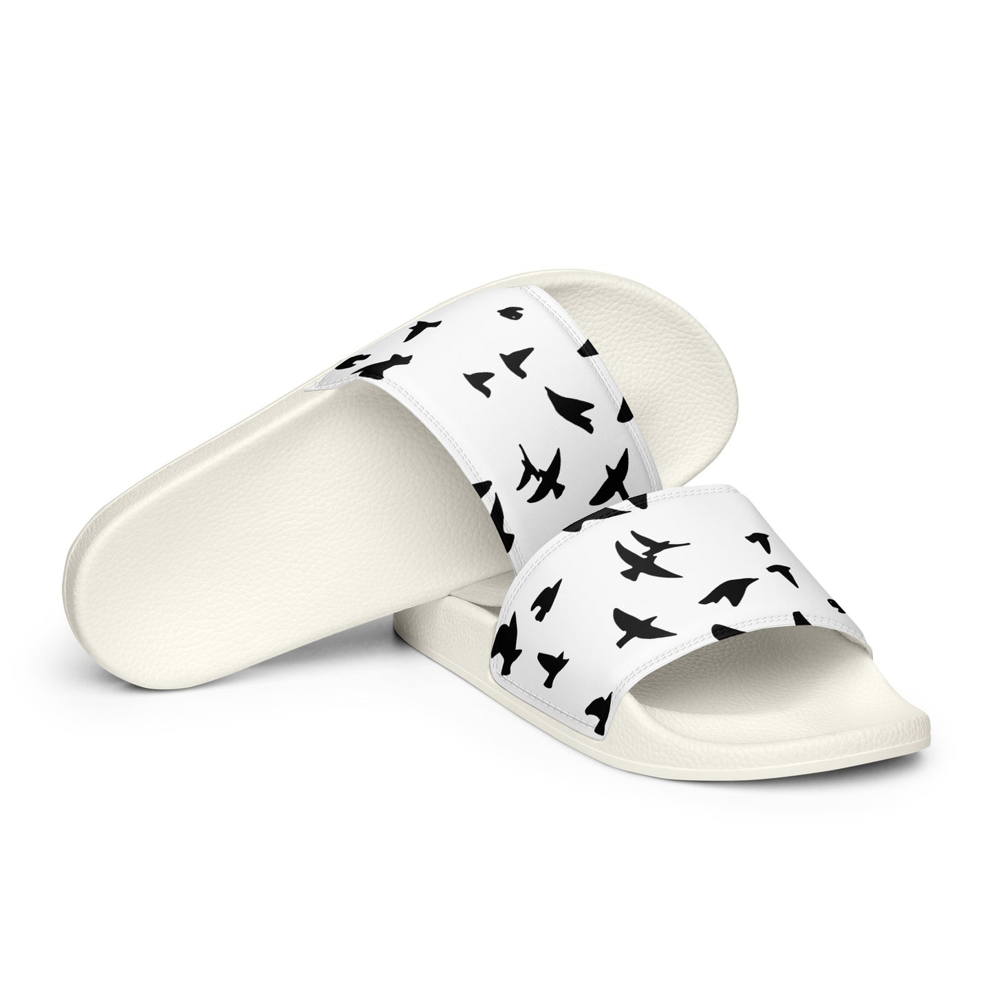 Eden Garden | Women's Slides | Raven Print | White & Black