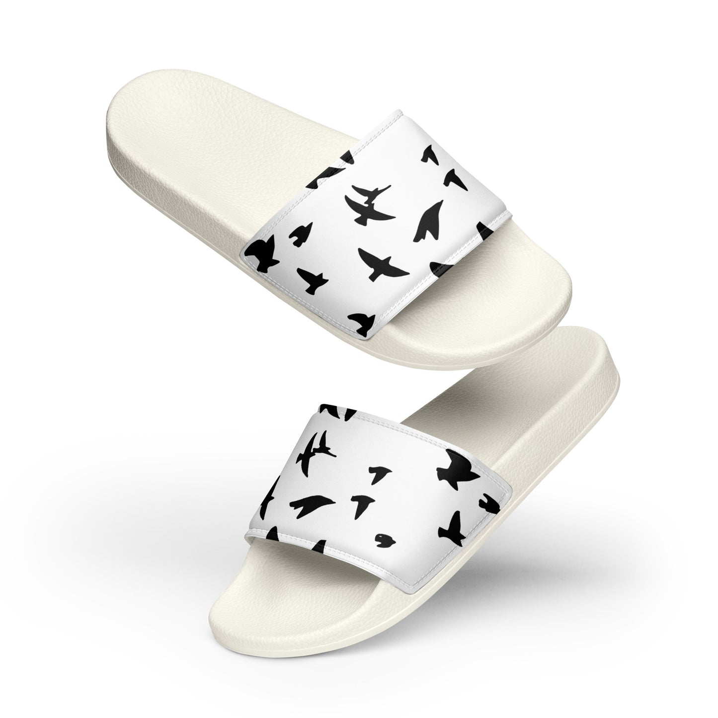 Eden Garden | Women's Slides | Raven Print | White & Black