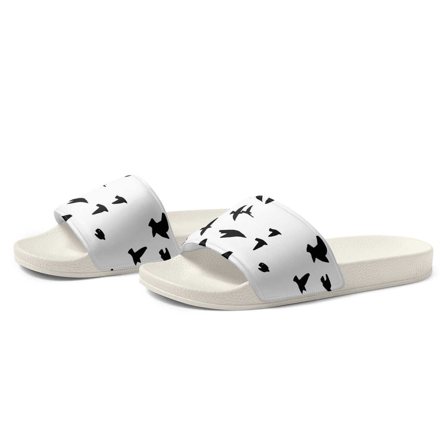 Eden Garden | Women's Slides | Raven Print | White & Black