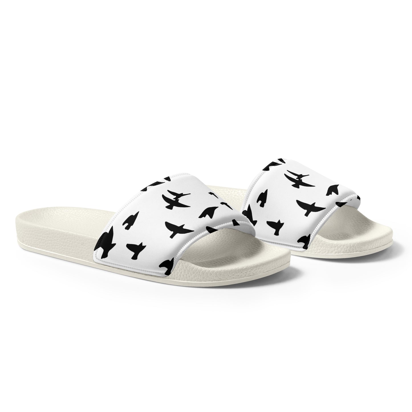 Eden Garden | Women's Slides | Raven Print | White & Black