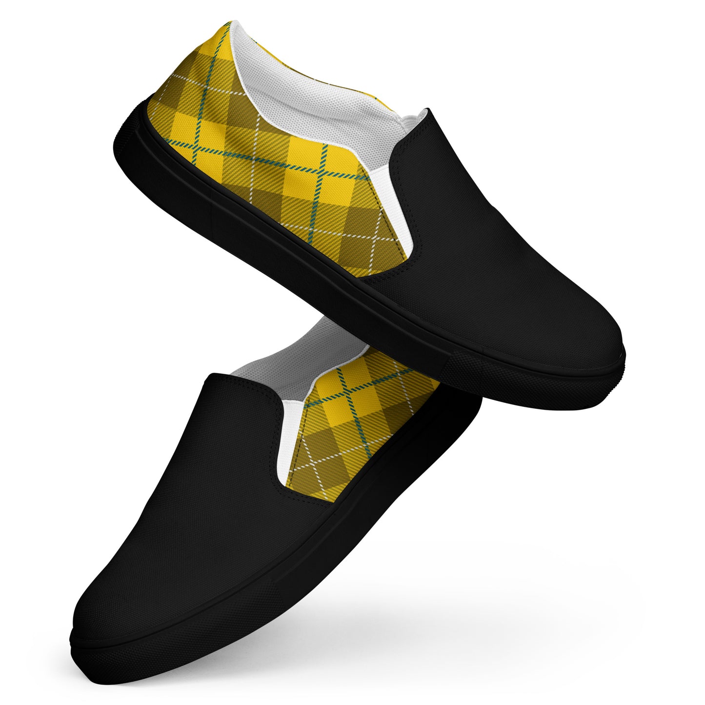 GeoMetro | Women’s Slip-On Canvas Shoes | Plaid Yellow 2Tone - WildSage Market