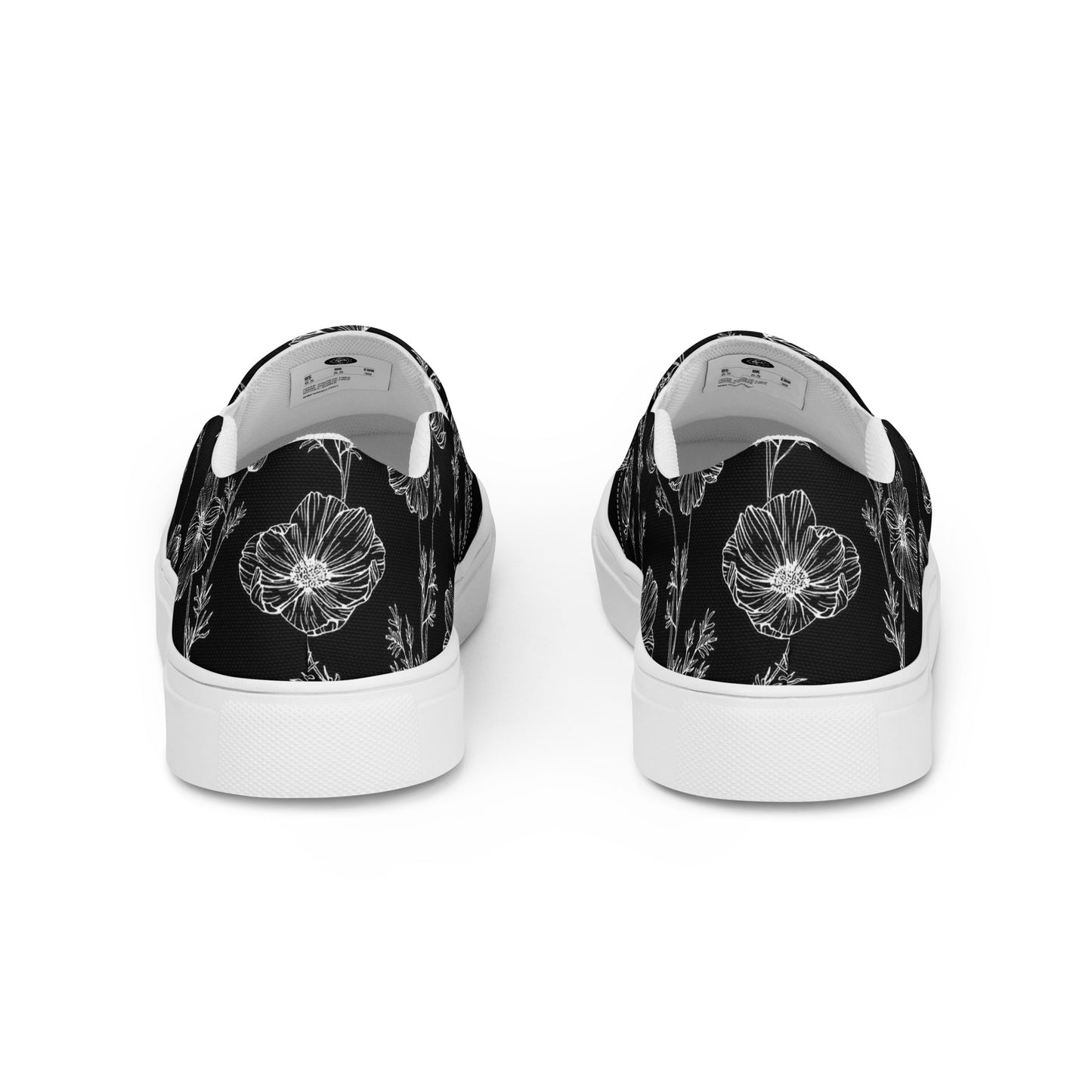 Eden Garden | Women’s Slip-on Canvas Shoes | Black Poppy