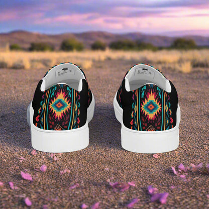 Women’s Southwest Print, Slip-on Canvas Shoes, Native American, Geometric Pattern, Ixtlan