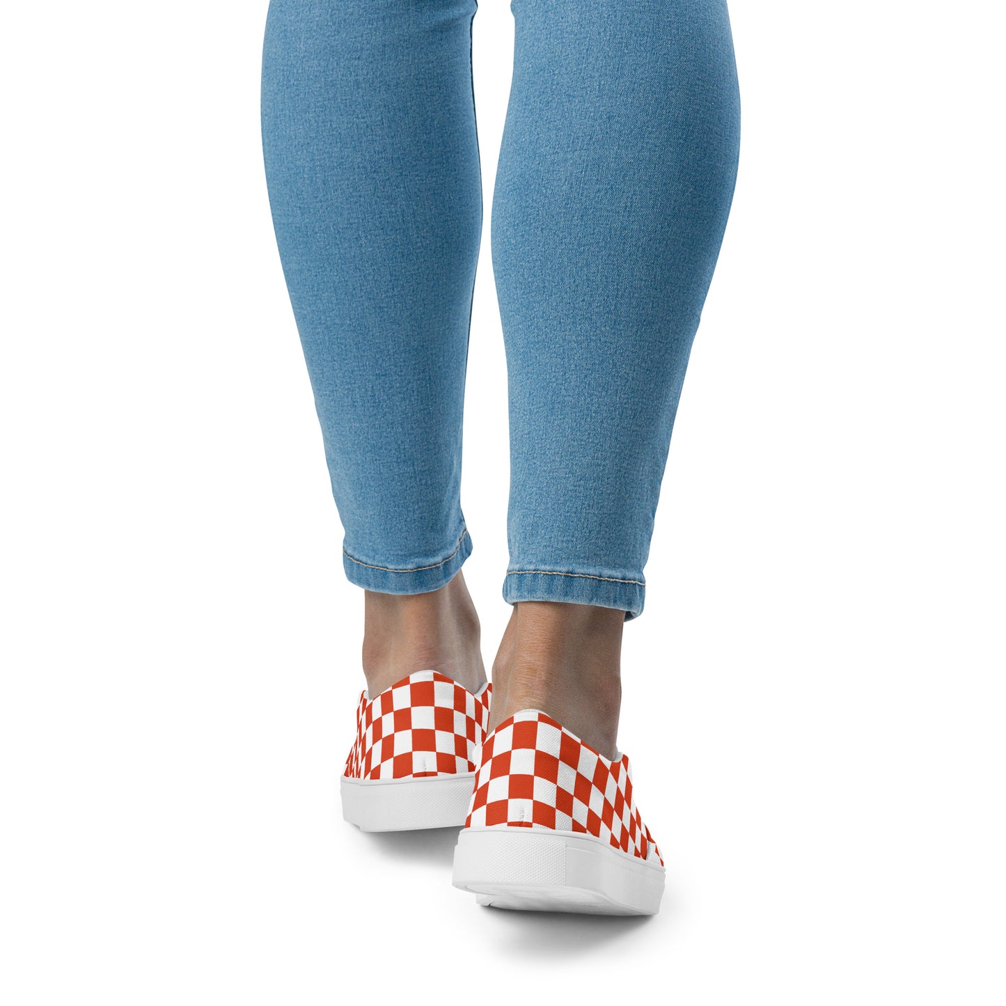 GeoMetro | Women’s Slip-on Canvas Shoes | Red Chex